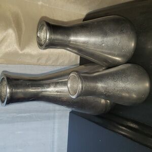 Vintage Natura By Two's Company Set of 3 Cast Metal Vases